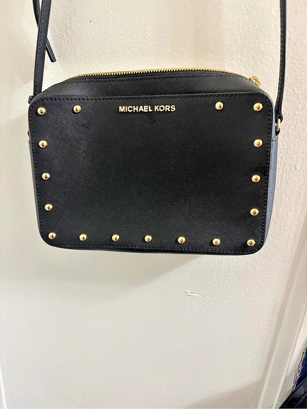 Michael Kors Jet Set Travel Studded Saffiano Leather Dome Crossbody Bag